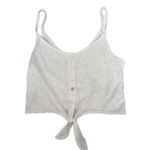 garage white button up tank w front tie